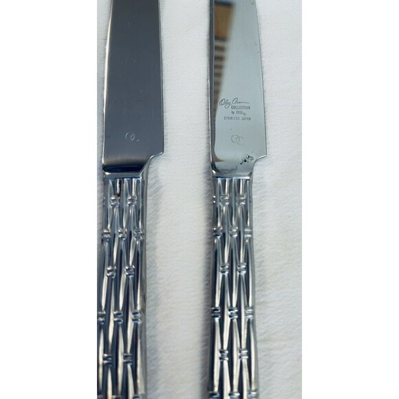 Oleg Cassini EKCO Stainless Flatware Replacement Soup Spoon (2) Dinner Knife (2) - Picture 4 of 8
